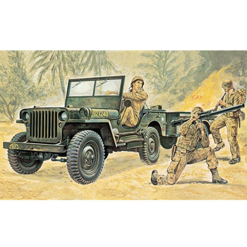 ITALERI 1/35 WILLYS MB JEEP WITH TRAILER