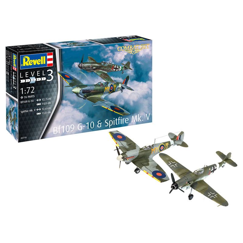 REVELL 1/72 COMBAT SET MESSERSCHMITT BF109 G-10 AND SPITFIRE MK.V