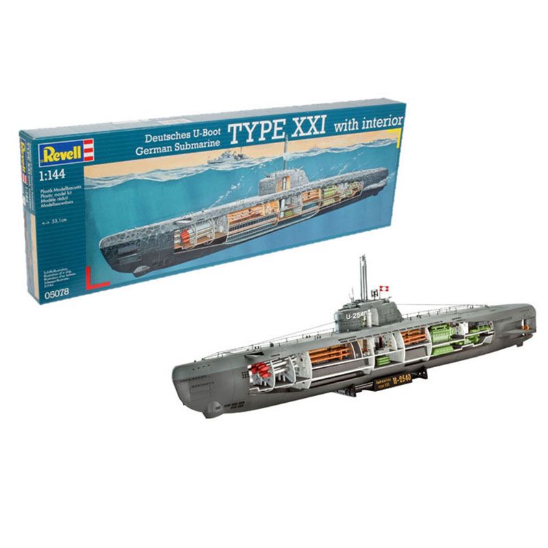 REVELL 1/144 GERMAN SUBMARINE U-BOOT TYPE XXI WITH INTERIOR