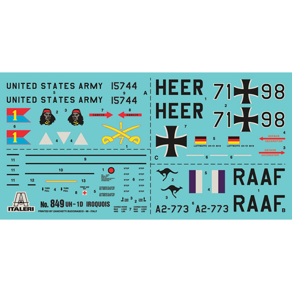 ITALERI 1/48 UH-1D "SLICK" WITH AUS. DECALS