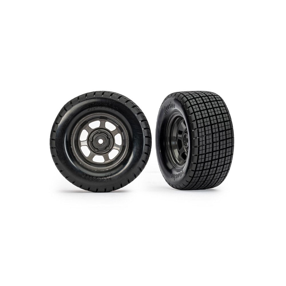 TRAXXAS DIRT OVAL GRAY REAR WHEELS W/ HOOSIER TIRES (2)