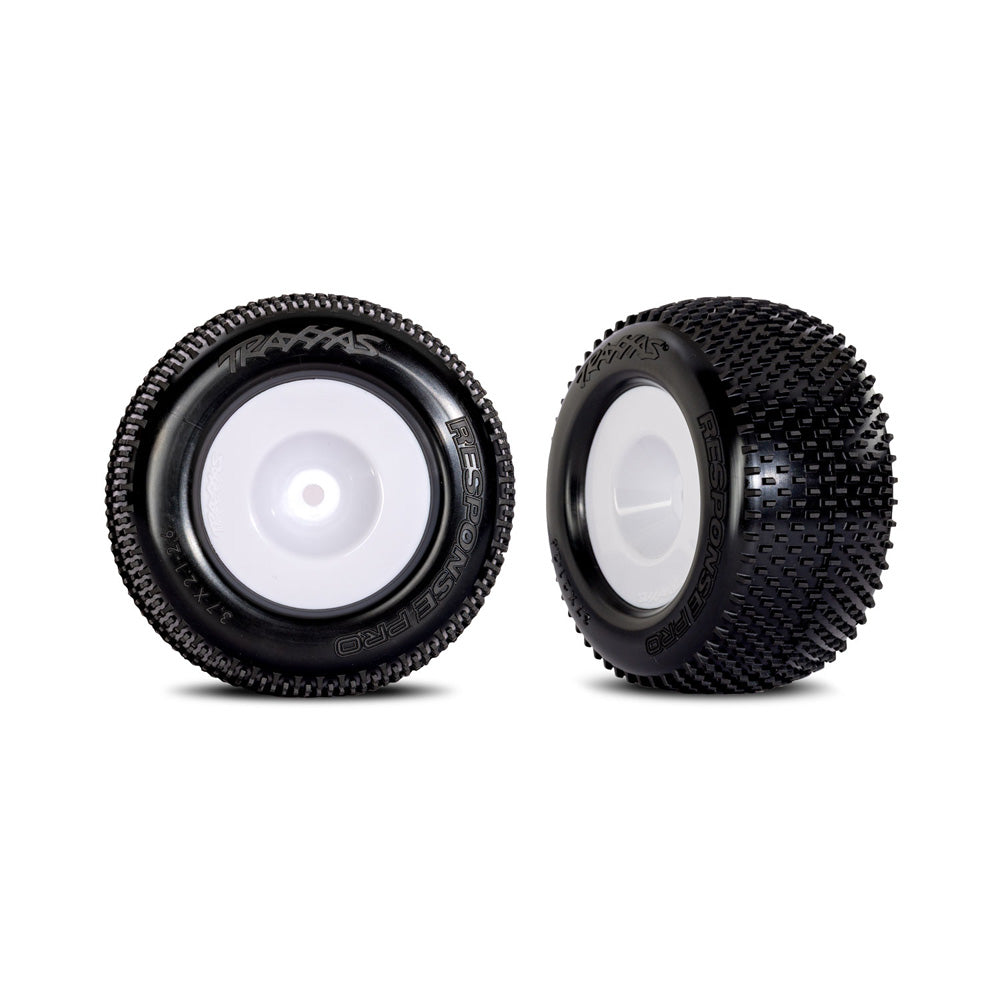 TRAXXAS WHITE DISHED WHEELS W/ RESPONSE PRO TIRES (2)