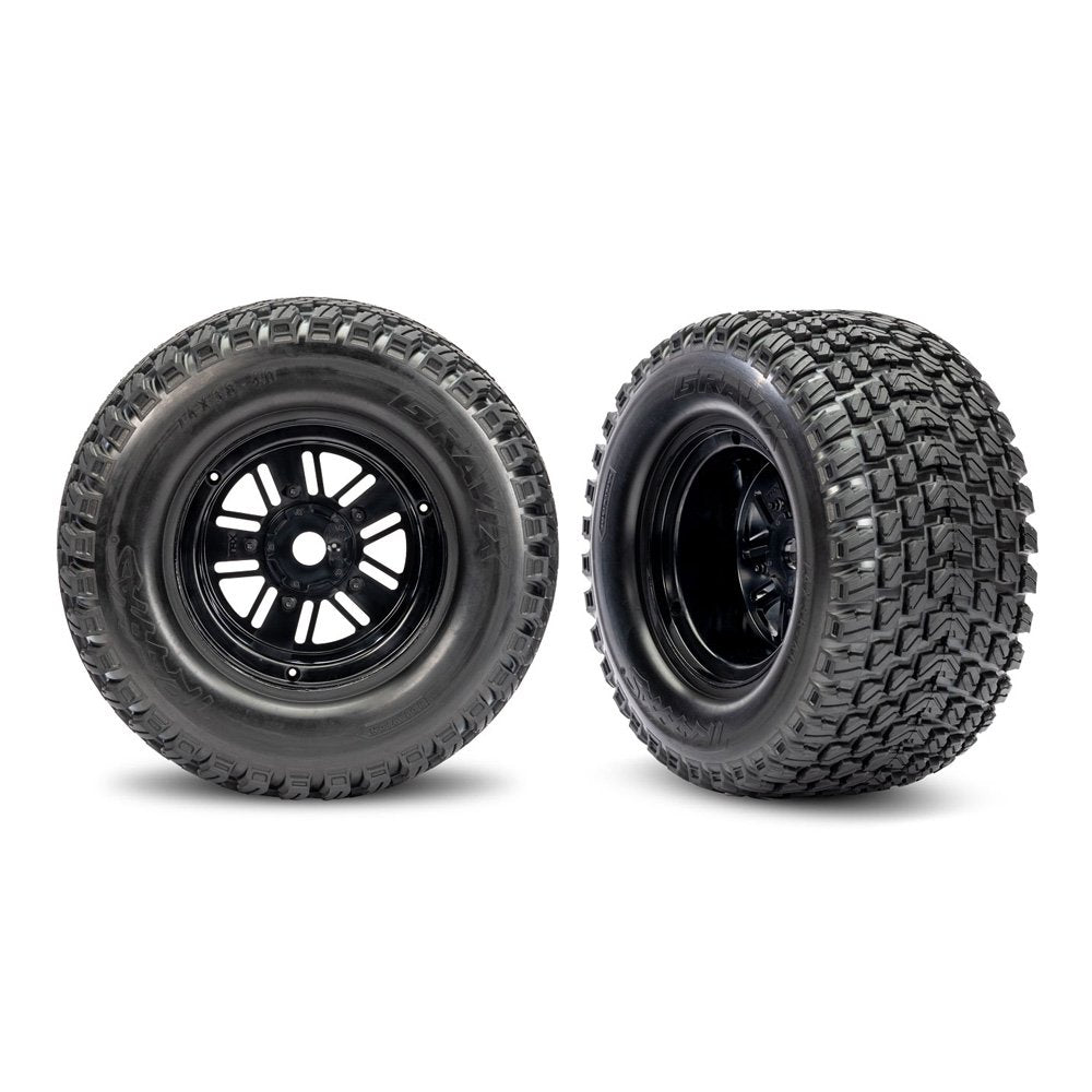 TRAXXAS WHEELS & GRAVIX TIRES, BLACK, REAR (2)