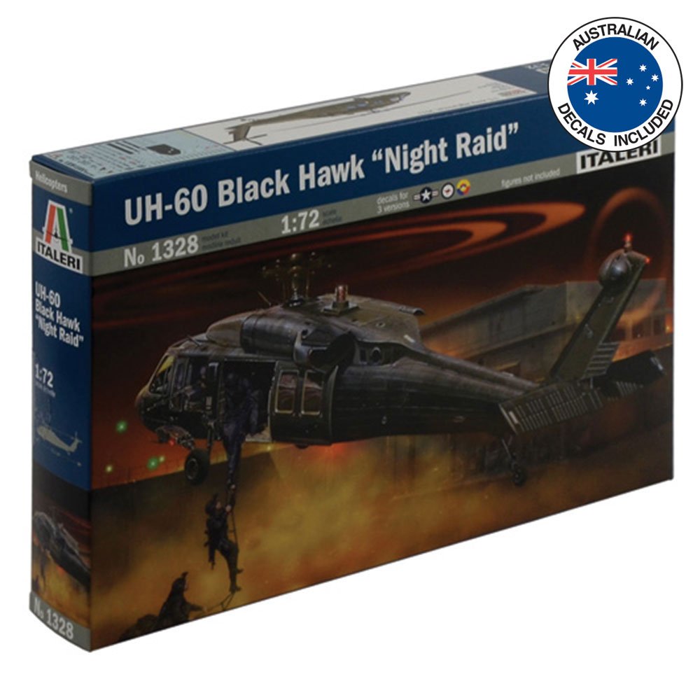 ITALERI 1/72 UH-60/MH-60  BLACK HAWK "NIGHT RAID" WITH AUS. DECALS