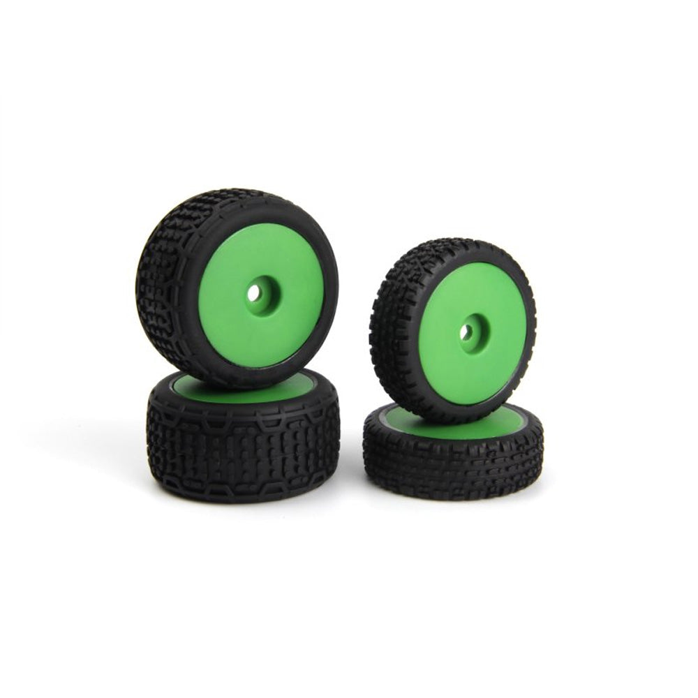 MAVERICK MICROBE BUGGY WHEEL/TYRE SET (GREEN/FRONT/REAR)