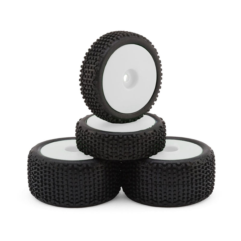 MAVERICK SIDELINE BUGGY WHEEL/TYRE SET (WHITE/FRONT/REAR)