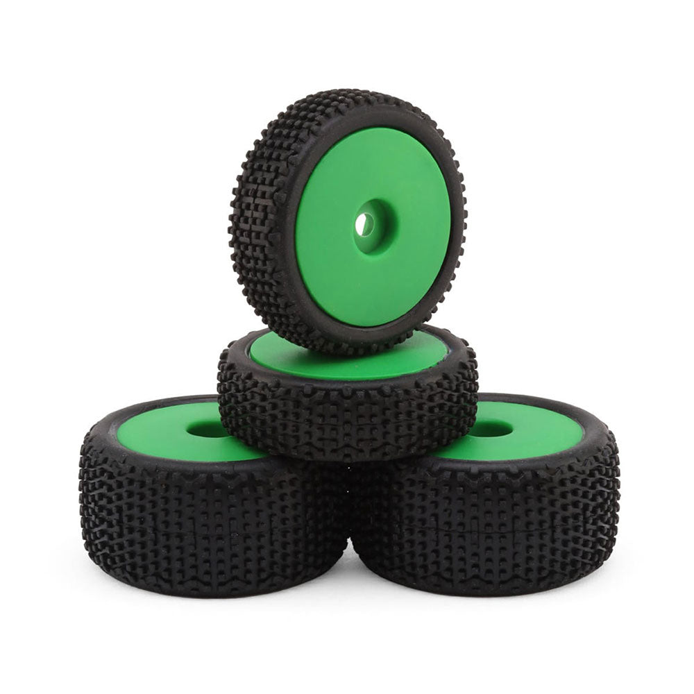 MAVERICK SIDELINE BUGGY WHEEL/TYRE SET (GREEN/FRONT/REAR)