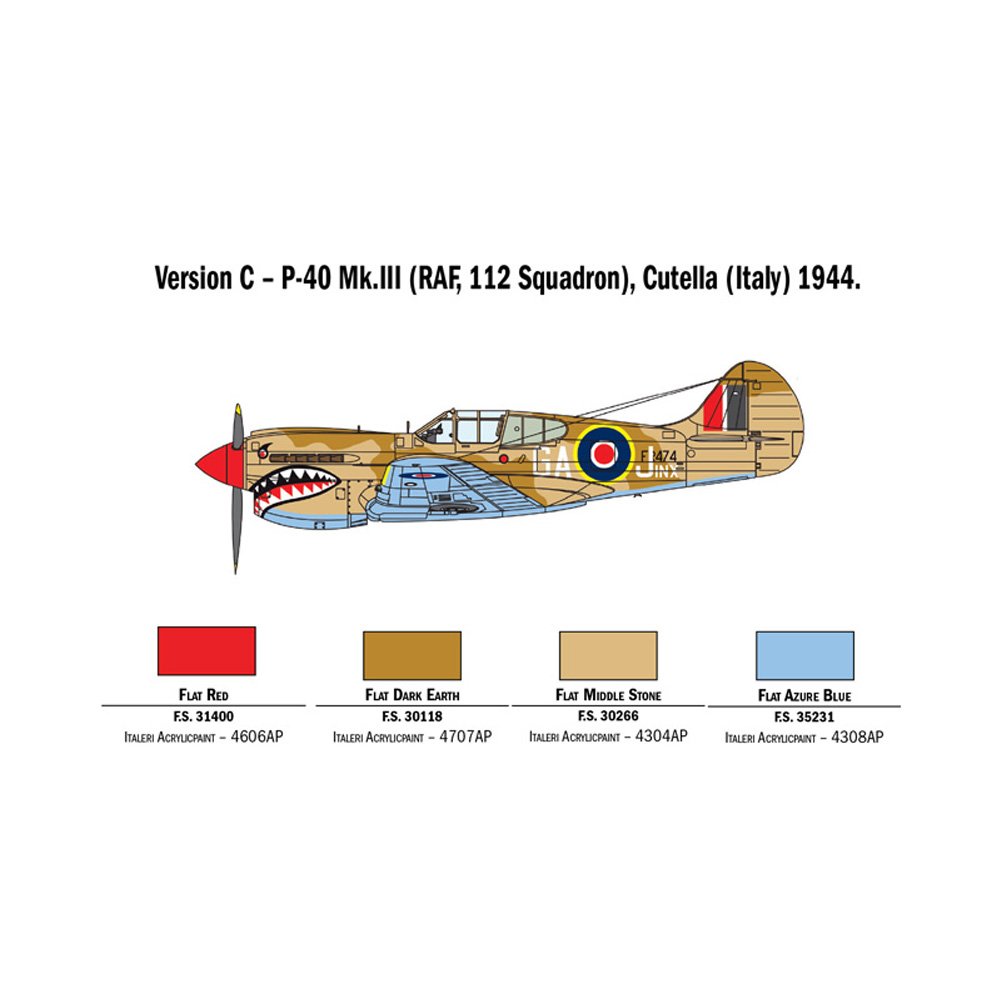 ITALERI 1/48 P-40 E/K KITTYHAWK WITH AUS. DECALS