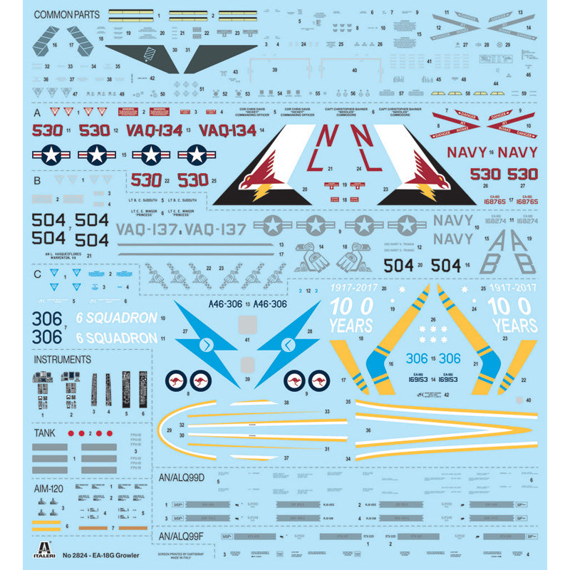 ITALERI 1/48 E/A-18G GROWLER WITH AUS. DECALS
