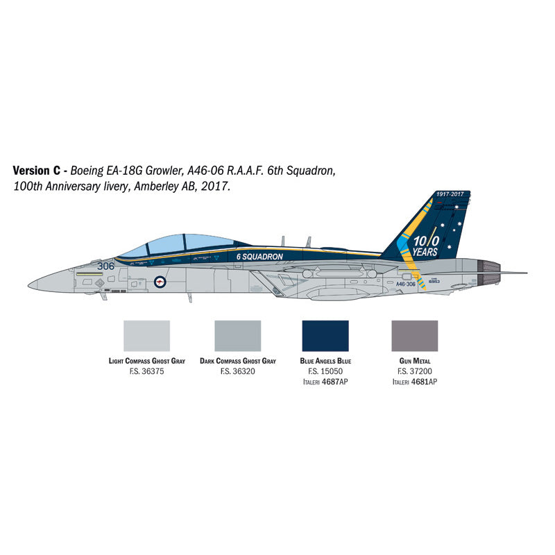 ITALERI 1/48 E/A-18G GROWLER WITH AUS. DECALS