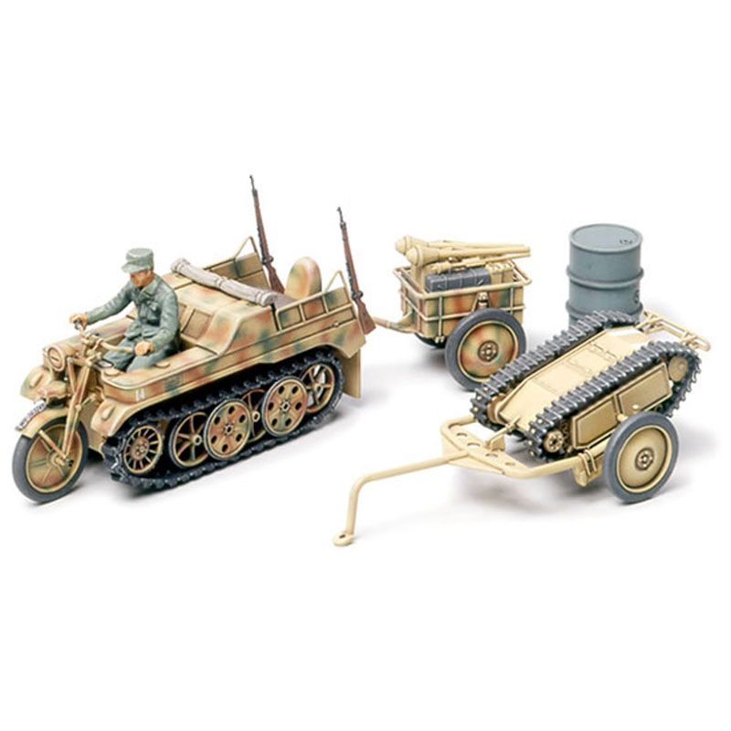 TAMIYA 1/48 SD.KFZ. 2 KETTENKRAFTRAD W/INFANTRY CART AND GOLIATH DEMOLITION VEHICLE