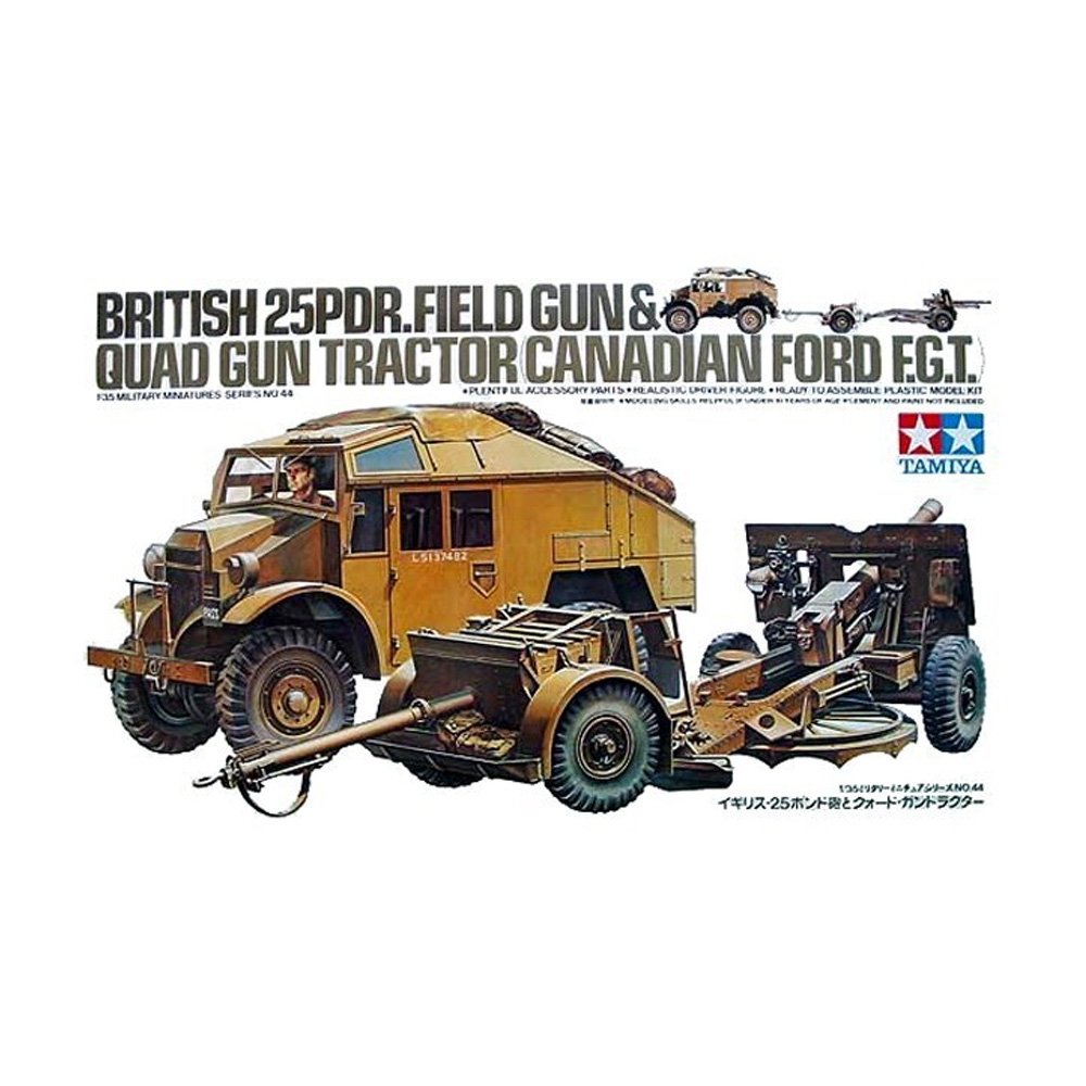 TAMIYA 1/35 BRITISH 25PDR.FIELD GUN AND QUAD GUN TRACTOR CANADIAN FORD F.G.T.