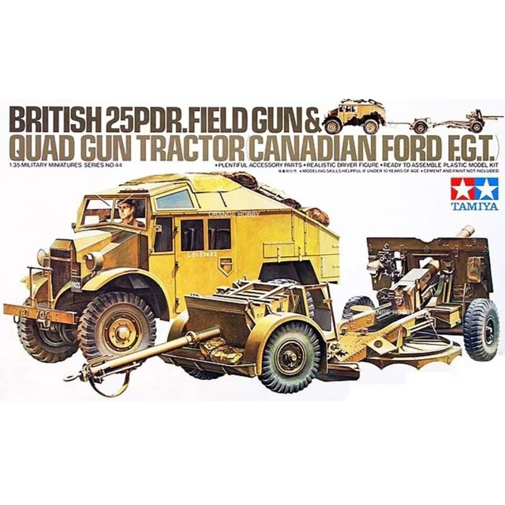TAMIYA 1/35 BRITISH 25PDR.FIELD GUN AND QUAD GUN TRACTOR CANADIAN FORD F.G.T.
