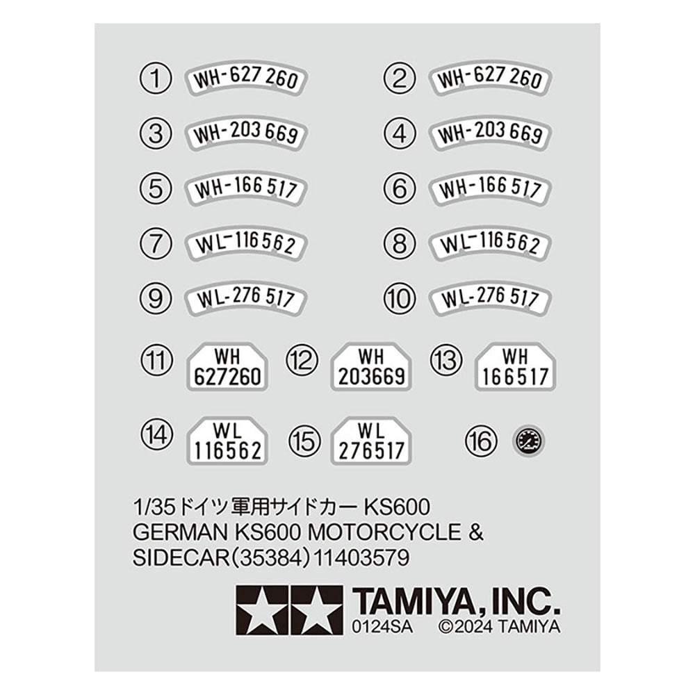TAMIYA 1/35 GERMAN KS600 MOTORCYCLE AND SIDECAR