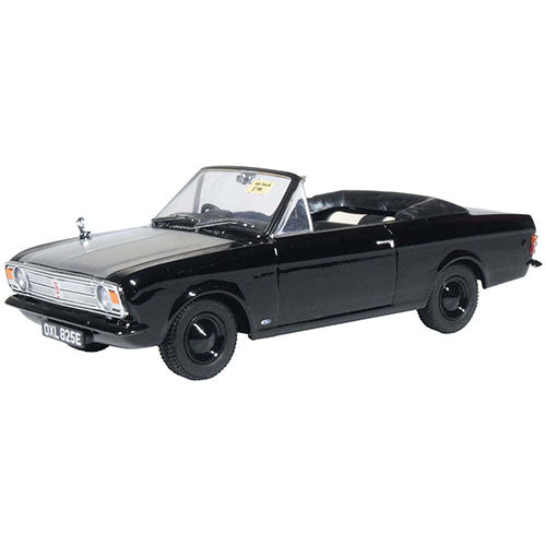 OXFORD 1/43 FORD CORTINA MKII CRAYFORD CONVERTIBLE - BLACK AND WHITE