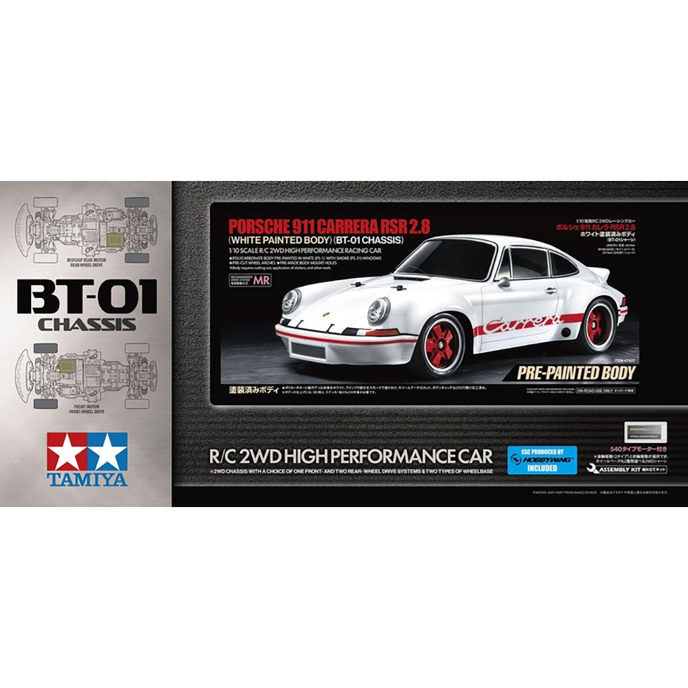 TAMIYA RC 1/10 PORSCHE 911 CARRERA RSR 2.8 - WHITE PAINTED BODY (BT-01)