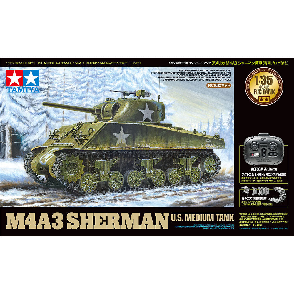 TAMIYA RC 1/35 US MEDIUM TANK M4A3 SHERMAN WITH CONTROL UNIT