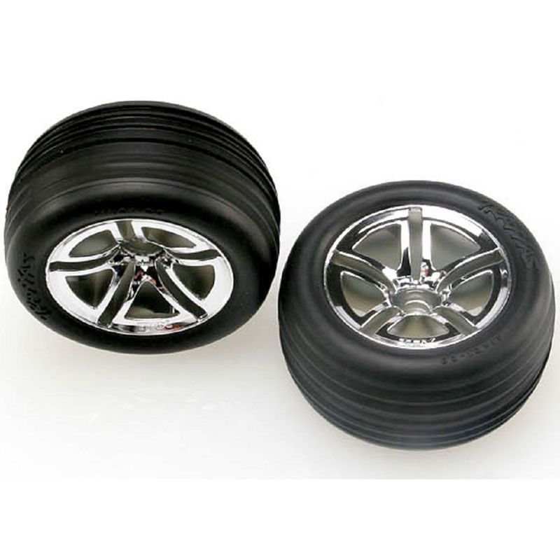 TRAXXAS TYRES & WHEELS ASSEMBLED (FRONT GLUED)