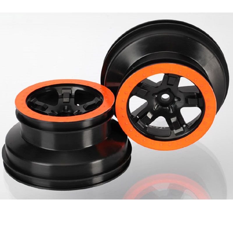 TRAXXAS WHEELS SCT BLACK ORANGE BEADLOCK STYLE