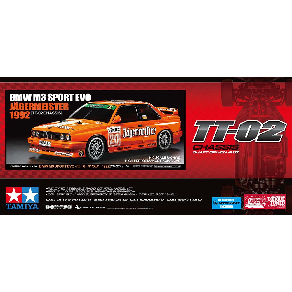 TAMIYA RC 1/10 BMW M3 SPORT EVO JAGERMEISTER 1992 (TT-02)