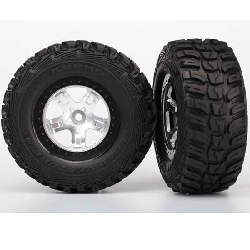 TRAXXAS  TYRES & WHEELS ASS GLUED (SCT SATIN CHROME)
