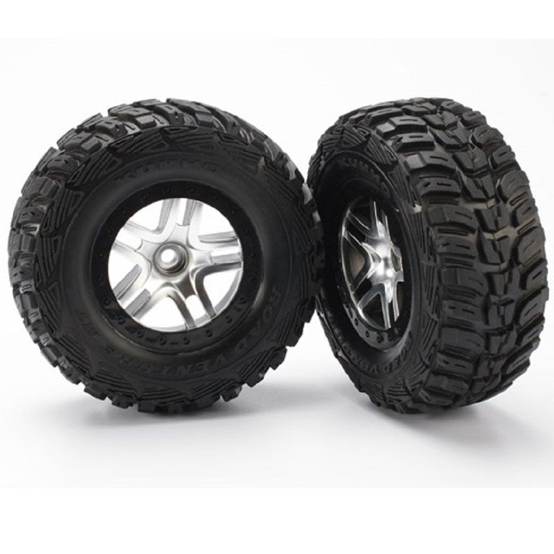 TRAXXAS TIRES & WHEELS ASS GLUED(SCT SPLIT-SPOKE SATIN (2) (2WD FRONT)