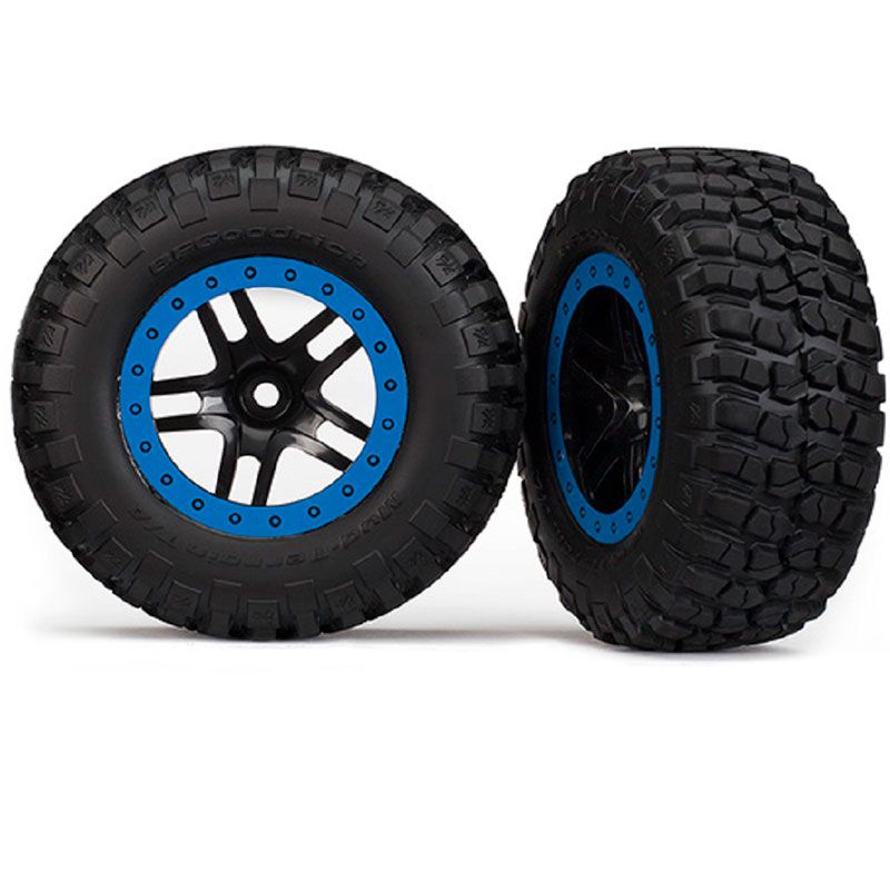 TRAXXAS  TYRE & WHEEL GLUED (SCT SS BLK/BLUE 4WD)