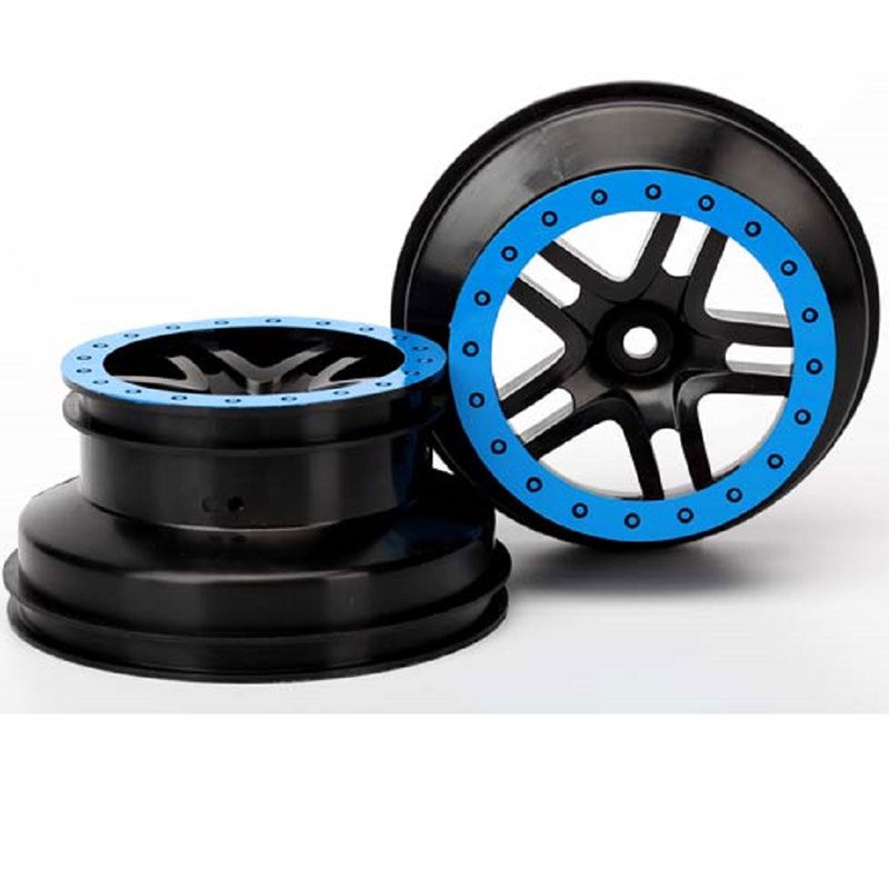 TRAXXAS WHEELS SCT SPLIT SPOKE BLACK/BLUE BEAD