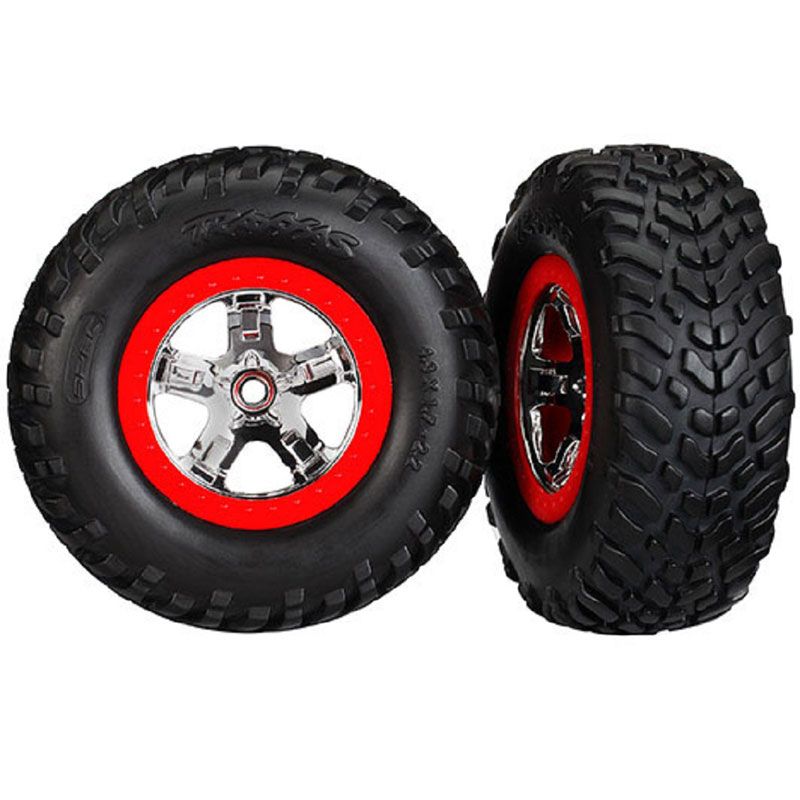 TRAXXAS TIRES & WHEELS S1 SCT CHROME RED BEADLOCK DUAL PROFILE