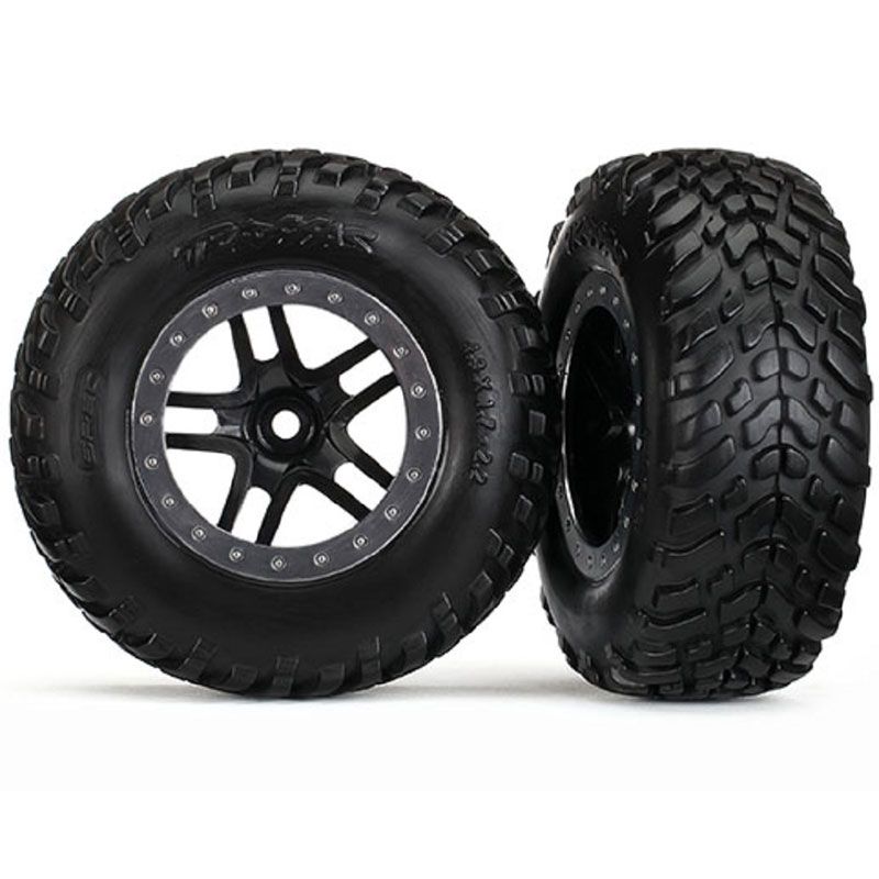 TRAXXAS TIRES & WHEELS S1 COMPOUND SCT SPLIT-SPOKE BKL SATIN CHROME BEADLOCK DUAL PROFILE