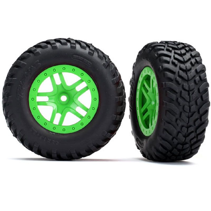 TRAXXAS TIRES & WHL ASS SCT SPLIT-SPOKE GRN OFF-ROAD (2)