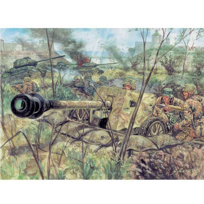 ITALERI 1/72 WWII GERMAN PAK40 AT GUN AND CREW