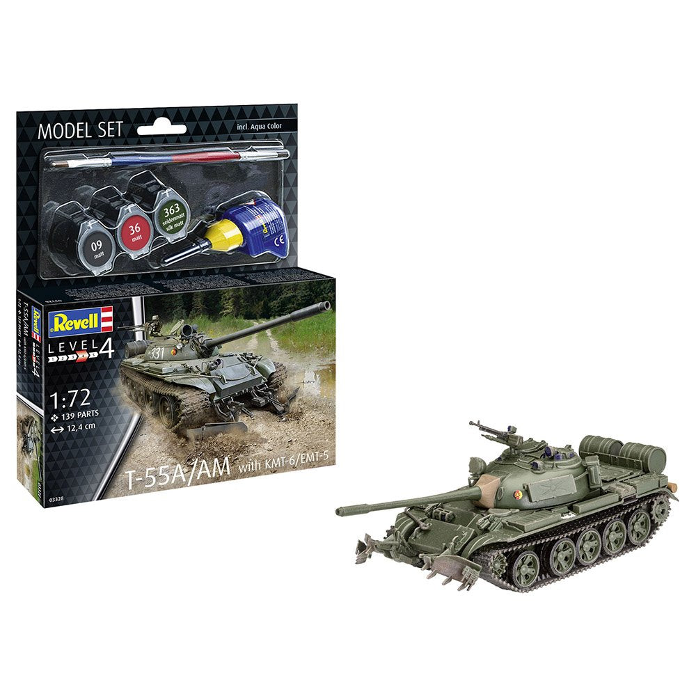 REVELL 1/72 MODEL SET T-55A/AM WITH KMT-6/EMT-5 MINE PLOUGH