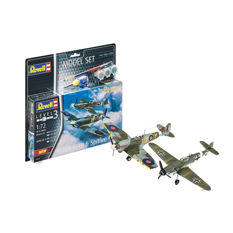 REVELL 1/72 MODEL SET COMBAT SET BF109 G-10 AND SPITFIRE MK.V
