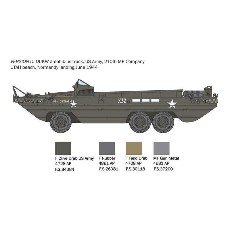 ITALERI 1/35 DUKW 2.5 GMC AMPHIBIOUS TRUCK "D-DAY 80TH ANNIVERSARY"