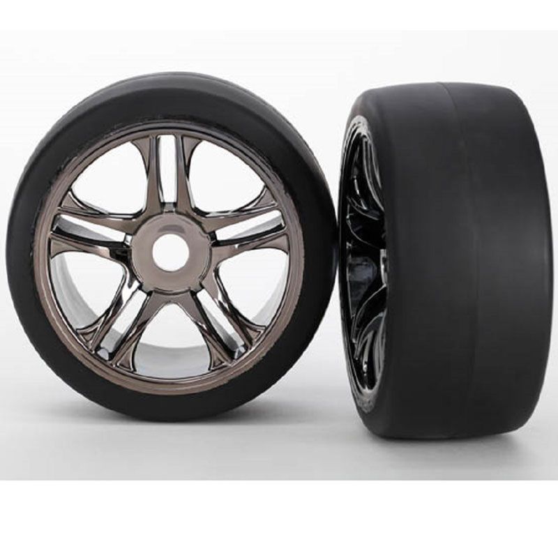 TRAXXAS  TYRES AND WHEELS ASSY FRONT