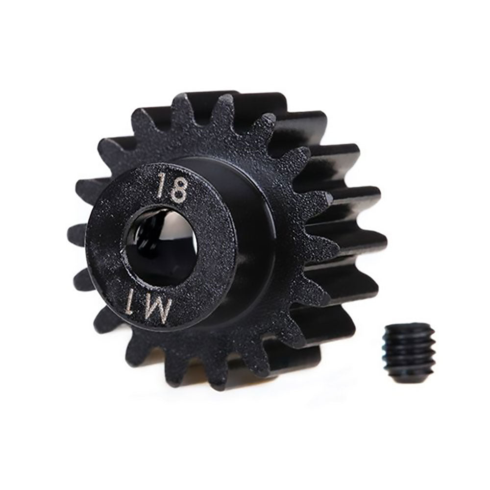 TRAXXAS GEAR 18-T PINION (MACHINED) (1.0 METRIC PITCH) (FITS 5MM SHAFT)/ SET SCREW