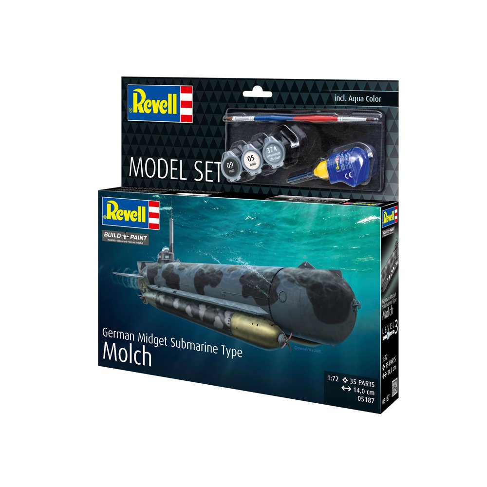 REVELL 1/72 MODEL SET GERMAN MIDGET SUBMARINE TYPE MOLCH