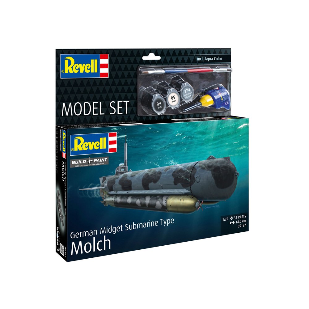 REVELL 1/72 MODEL SET GERMAN MIDGET SUBMARINE TYPE MOLCH