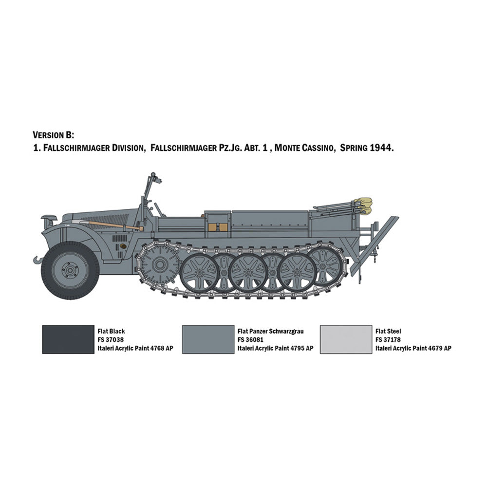 ITALERI 1/35 SD.KFZ 10 DEMAG D7 HALF-TRACK W/GREMAN PARATROOPS