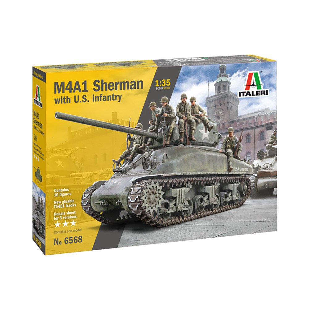 ITALERI 1/35 M2A1 SHERMAN TANK WITH U.S. INFANTRY