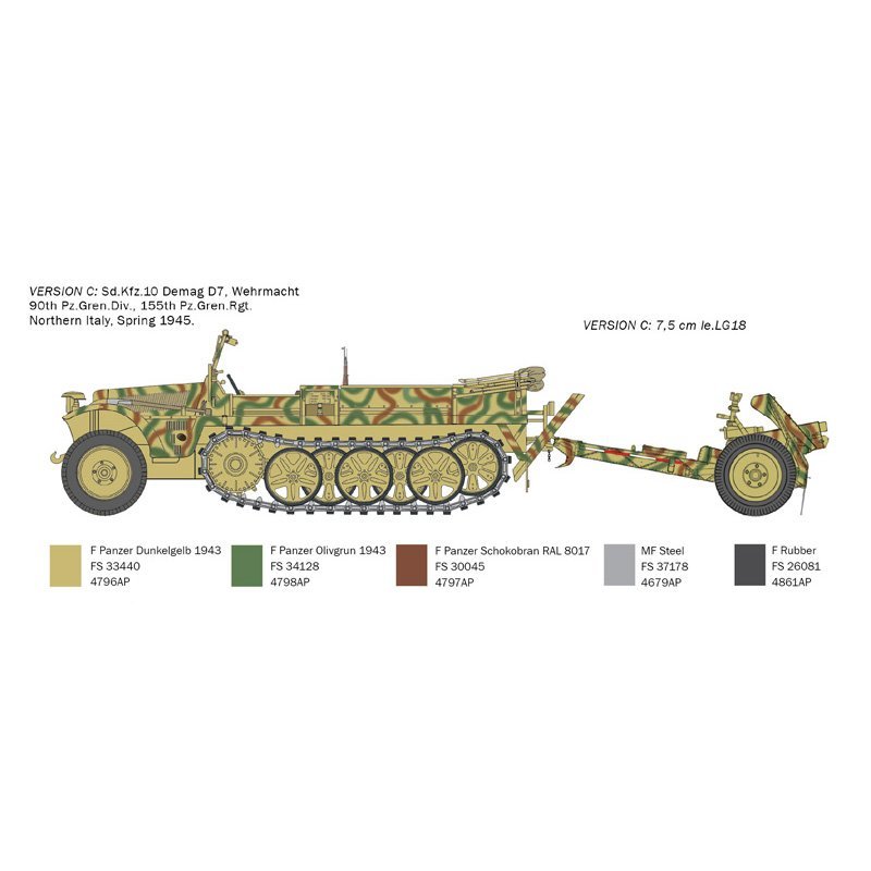 ITALERI 1/35 SD. KFZ. 10 DEMAG D7 WITH 7.5CM LEIG 18 AND CREW