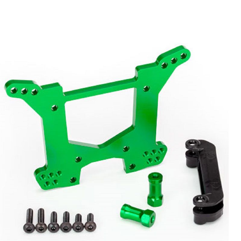 TRAXXAS SHOCK TOWER REAR 7075-T6 ALUMGREEN-ANOD (1)/ BODY MOUNT BRACKET (1)