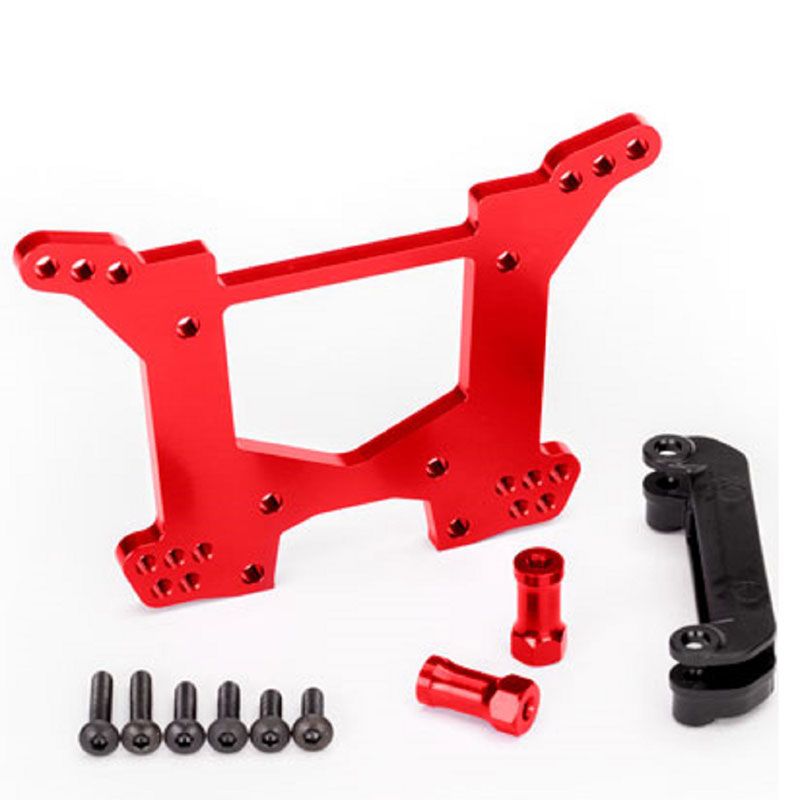 TRAXXAS SHOCK TOWER REAR 7075-T6 ALUMRED-ANOD (1)/ BODY MOUNT BRACKET (1)