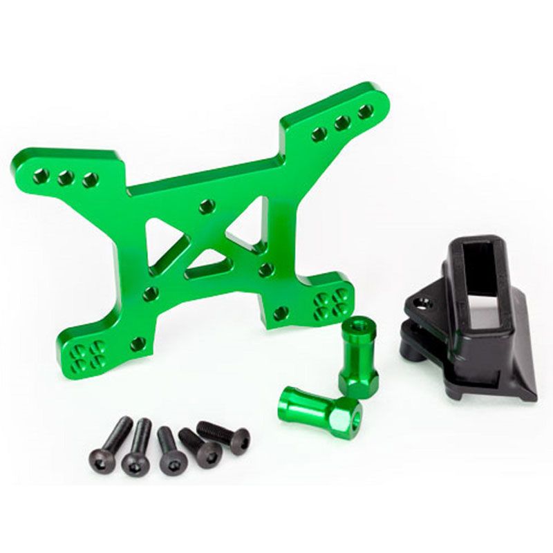 TRAXXAS SHOCK TOWER FRONT 7075-T6 ALUMGREEN-ANOD (1)/ BODY MOUNT BRACKET (1)