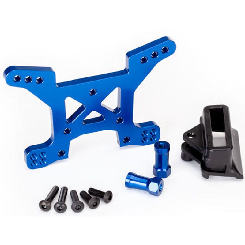TRAXXAS SHOCK TOWER FRONT 7075-T6 ALUM BLUE-ANOD (1)/ BODY MOUNT BRACKET (1)