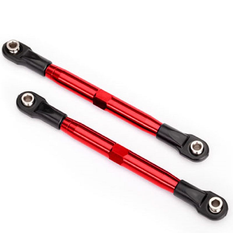 TRAXXAS TOE LINKS (TUBES RED-ANOD 7075-T6 ALUM) (87MM) (2)/ ROD ENDS (4)/ ALUM WRENCH (1)