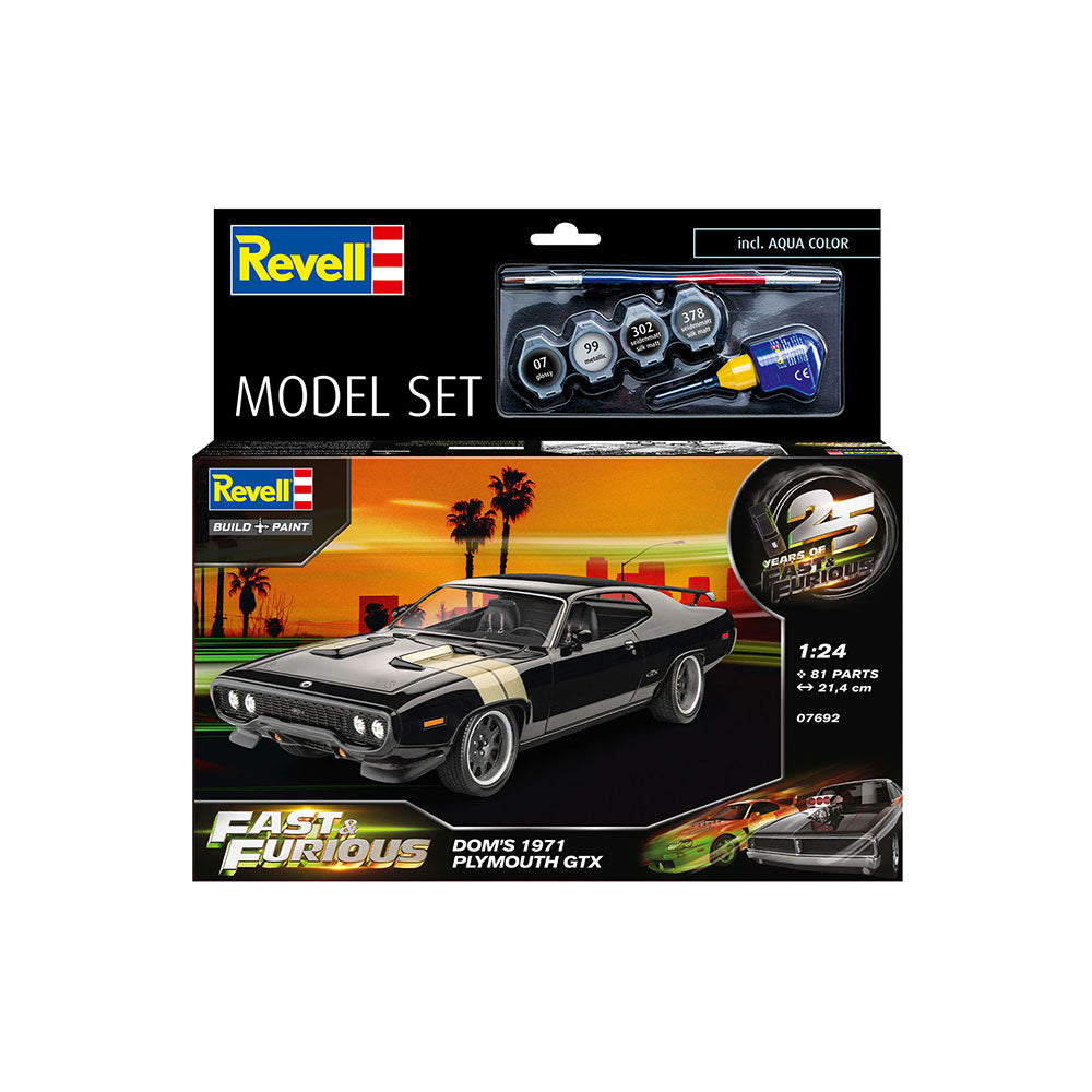 REVELL 1/76 MODEL SET FAST AND FURIOUS - DOMINIC'S 1971 PLYMOUTH GTX
