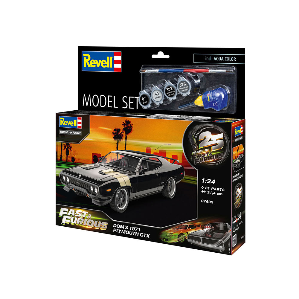 REVELL 1/76 MODEL SET FAST AND FURIOUS - DOMINIC'S 1971 PLYMOUTH GTX