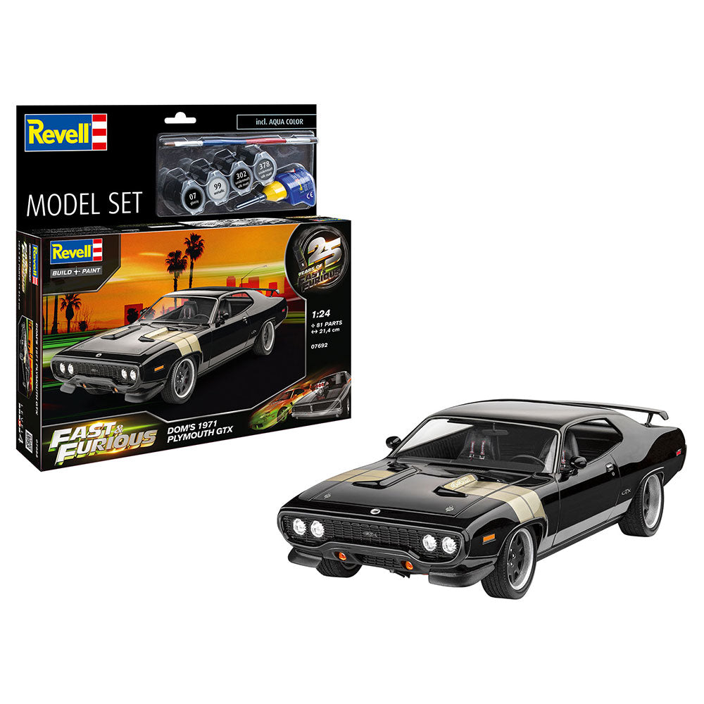 REVELL 1/76 MODEL SET FAST AND FURIOUS - DOMINIC'S 1971 PLYMOUTH GTX